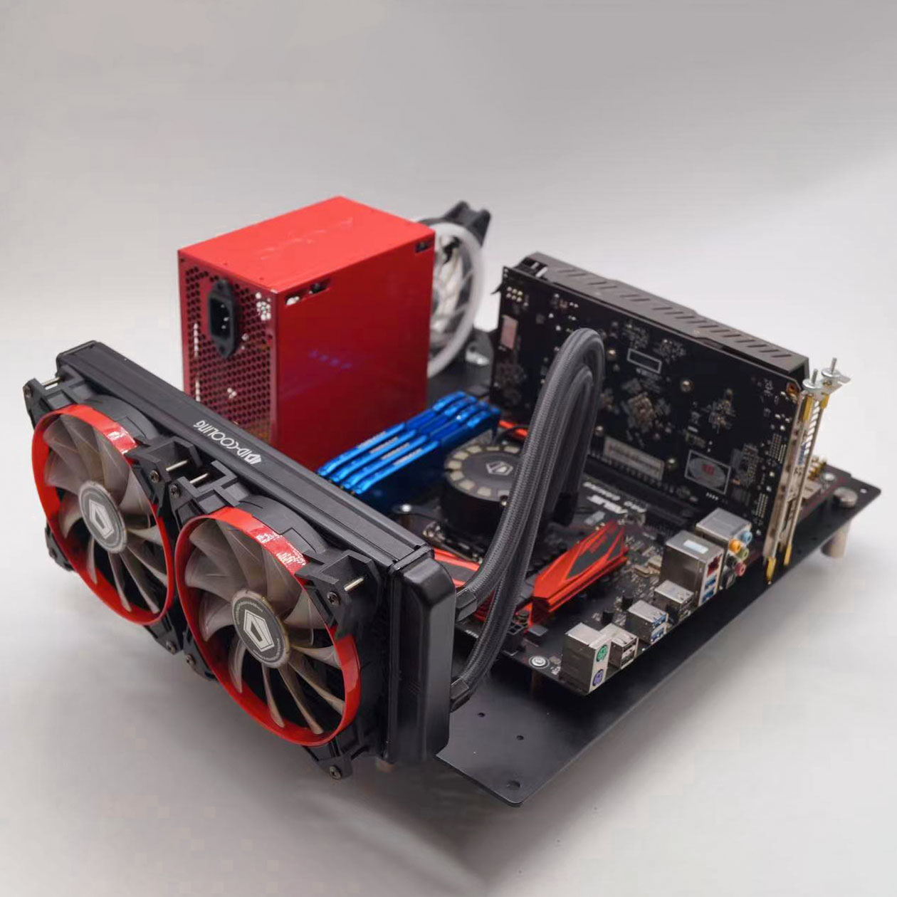 全新台式机电脑开放式机箱itx水冷铝合金diy创意机箱