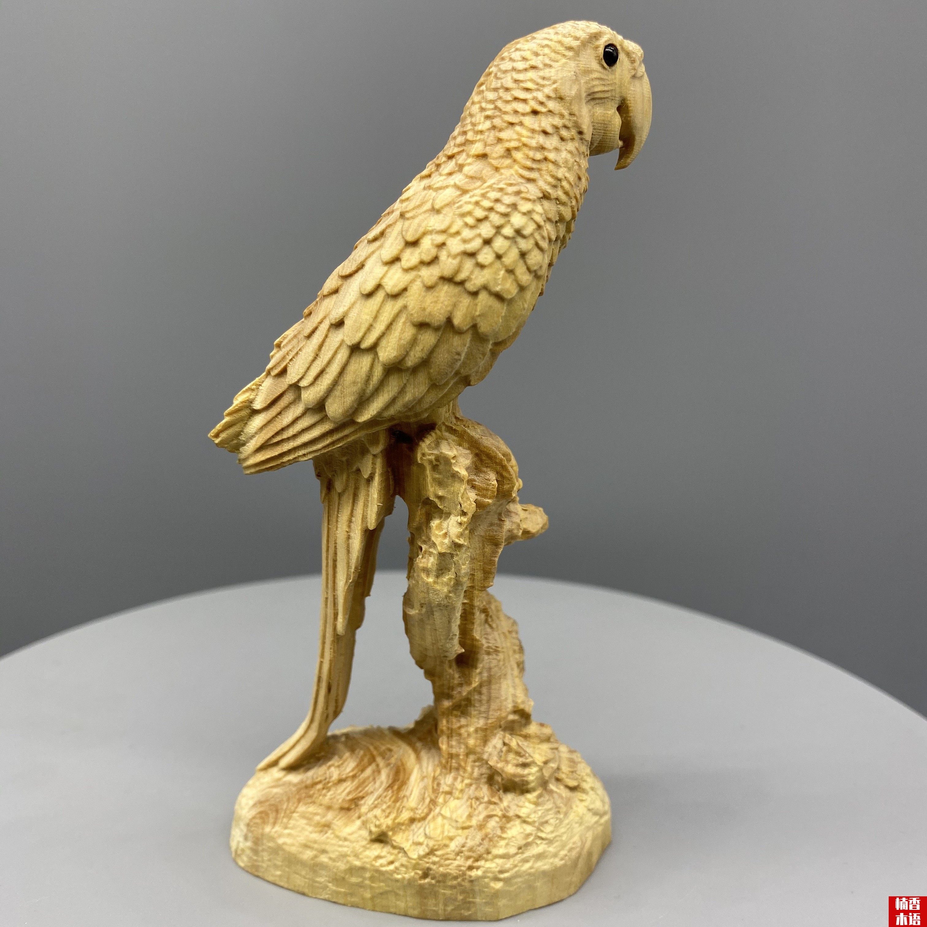 小叶英明装饰品玄关家居小鸟八哥神武动物黄杨木木雕