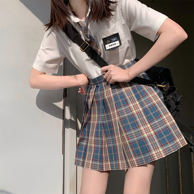 裙校制服jk学院供感色格梗豆暮光掉落现货半身裙