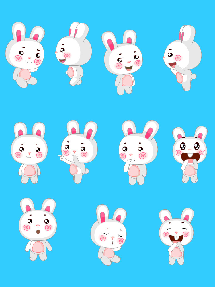 anflash源文件动物动画矢量素材拟人小兔子可拆设计素材