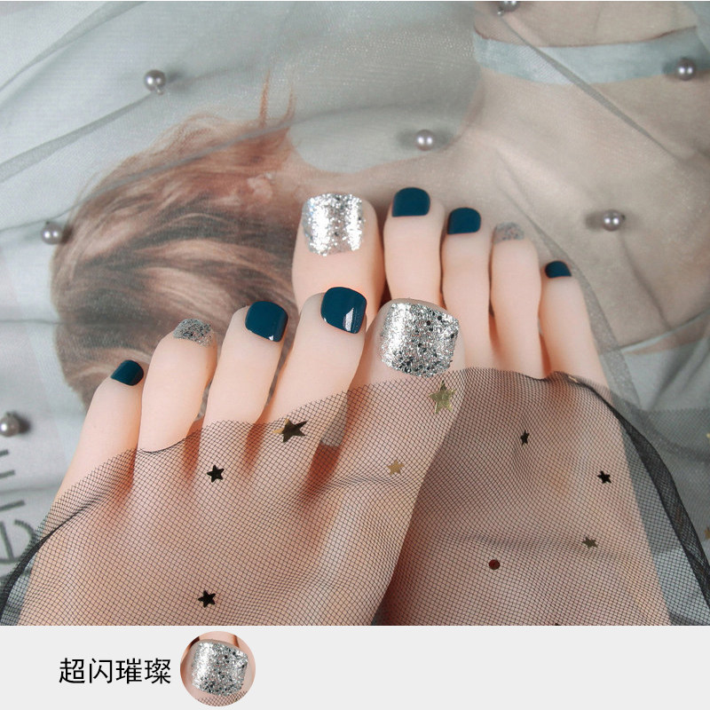 美甲网红双色脚指甲指甲油2022年新款韩国亮片脚趾甲油胶