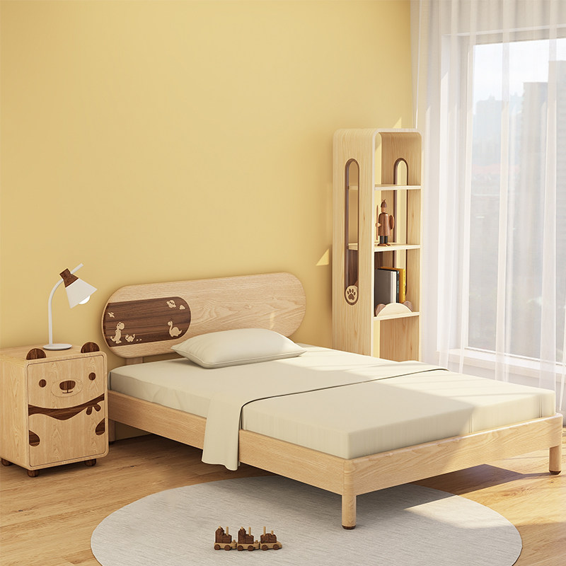 vopra卡通小熊实木床头柜儿童小孩卧室床边男孩女孩床头柜