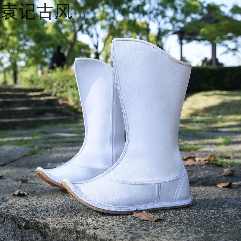 皂靴古装鞋子古风白色翘头汉服鞋内增高厚底时装靴
