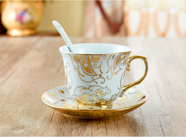 咖啡杯欧式水杯餐具陶瓷瓷杯情侣金色高档咖啡咖啡杯