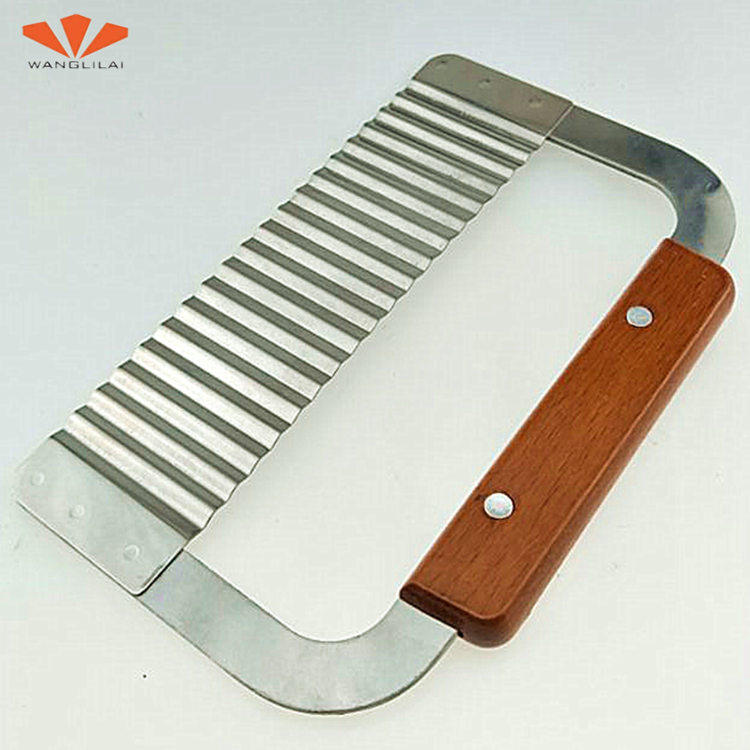 旺利来 不锈钢土豆刀实木柄土豆切波纹刀厨房瓜果切刀 酒店用品-我爱