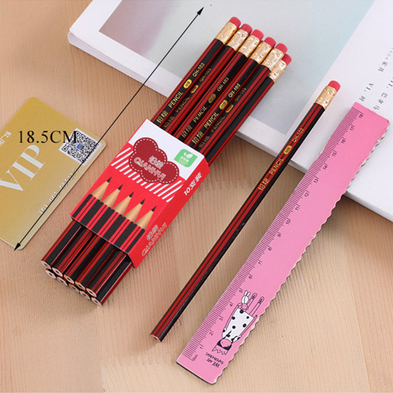 平克hb考试小学生木制橡皮铅笔曼文绘图抽条铅笔