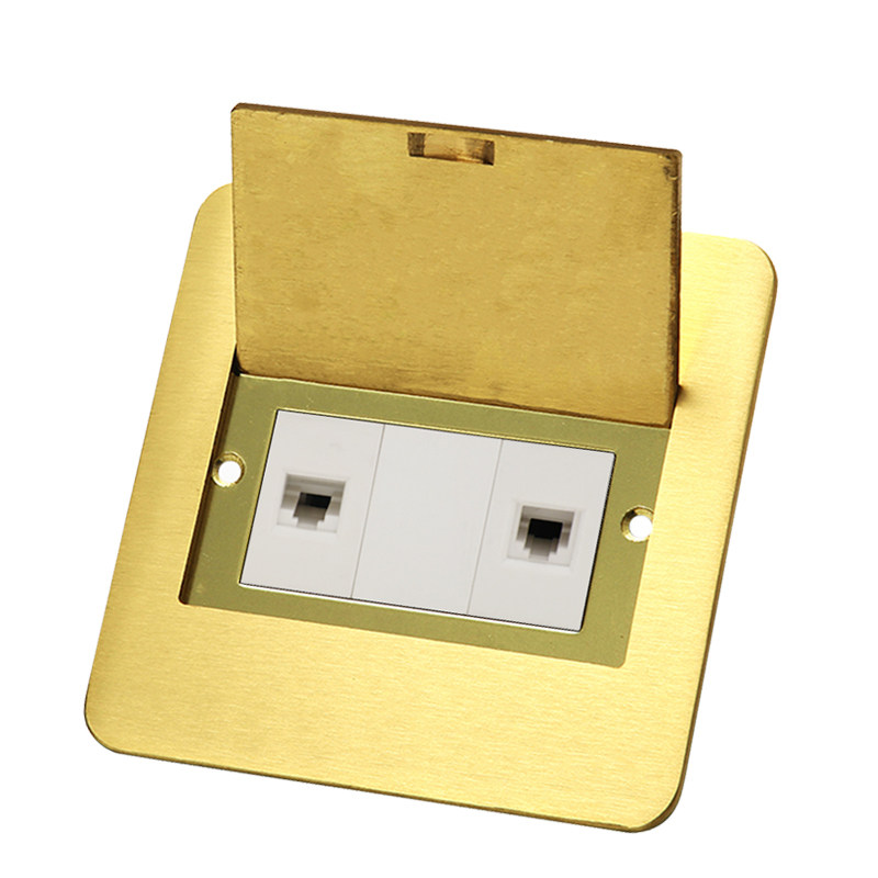 插座现代松本单门隐藏式全铜地面电话电脑地插盒地插