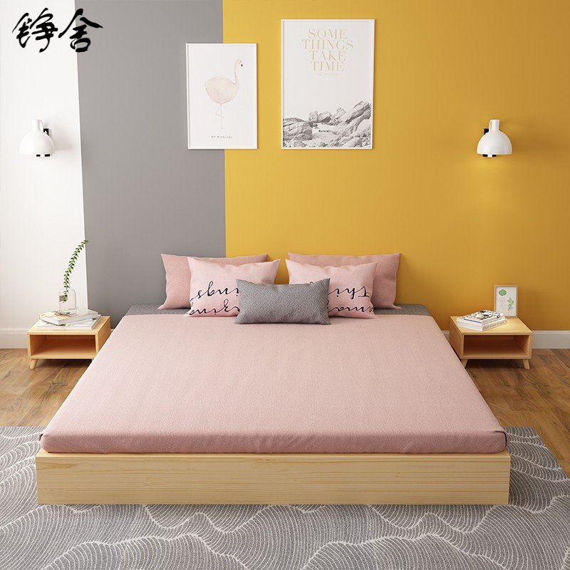 实木新款铮舍床排骨架床架5米双人床落地台床实木床