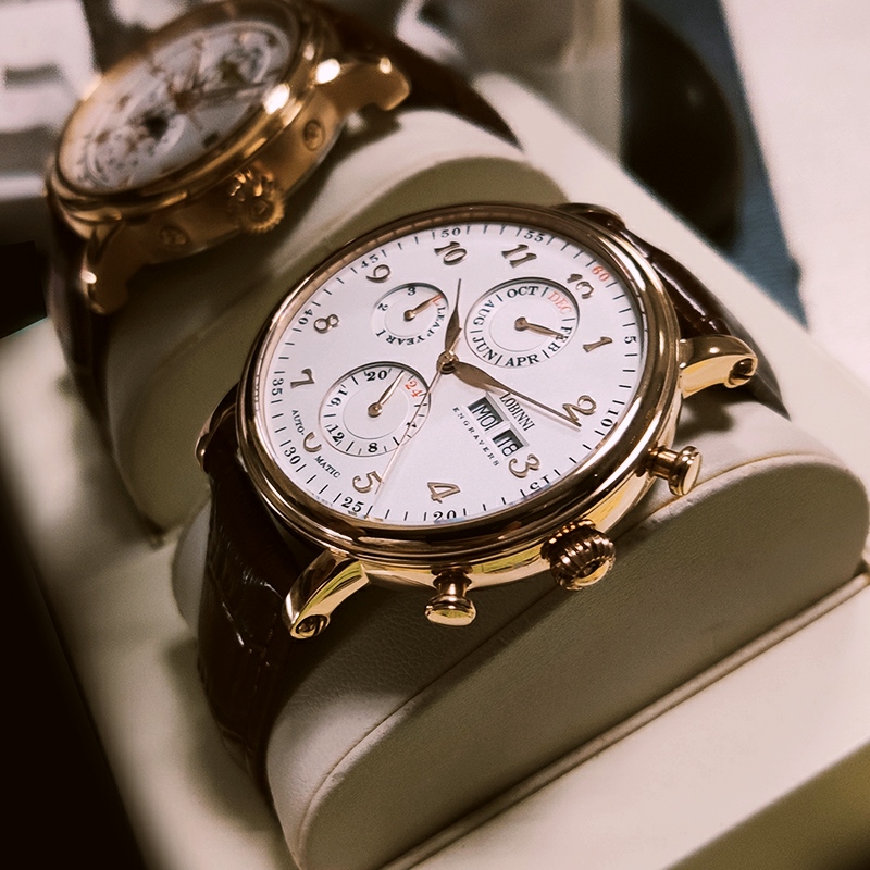 罗宾尼正品男士手表男防水机械表真皮商务全自动机械表名牌大表盘