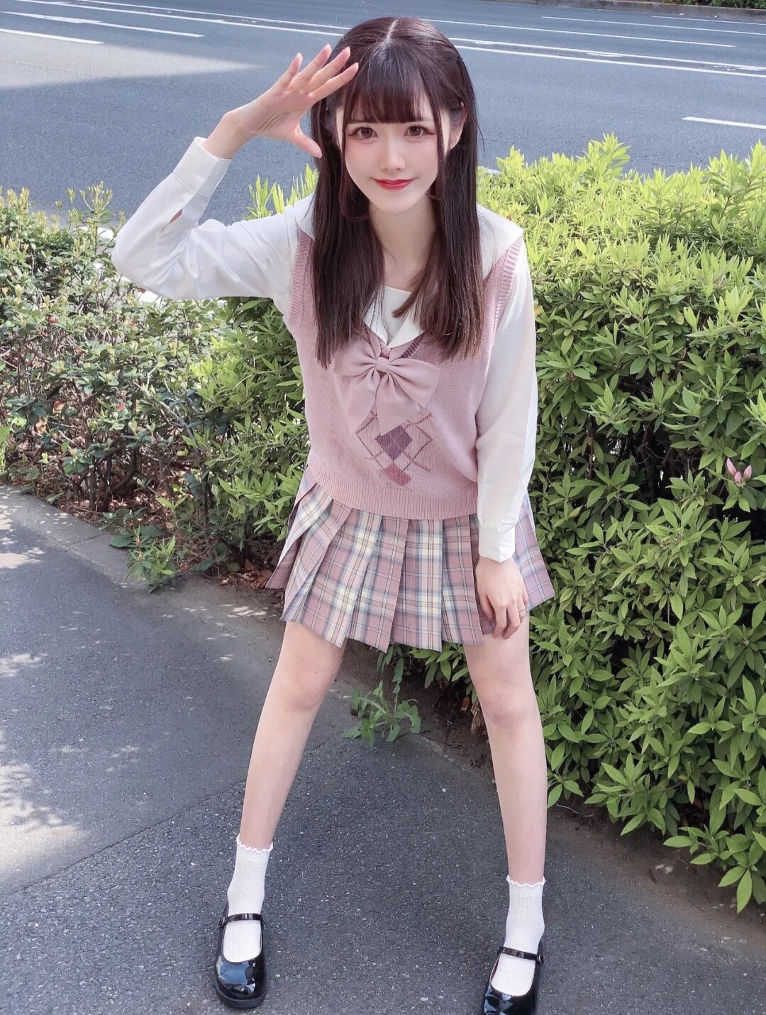 樱奈春时jk制服格裙套装2022日学院粉色高腰半身裙