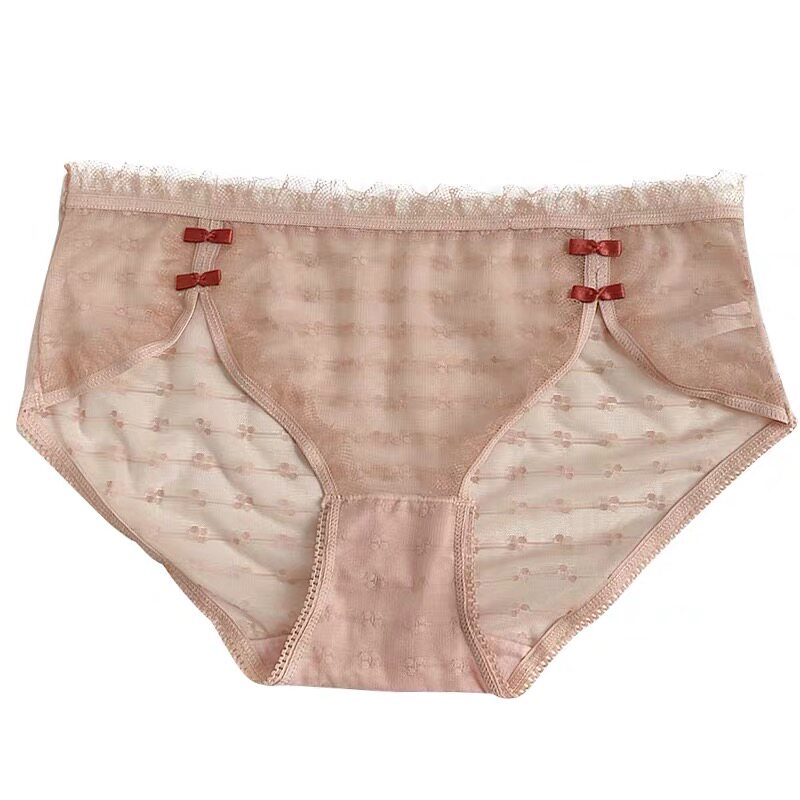 reme坊性感蕾丝高开叉少女内裤蝴蝶结透明网纱三角裤舒适透气速干