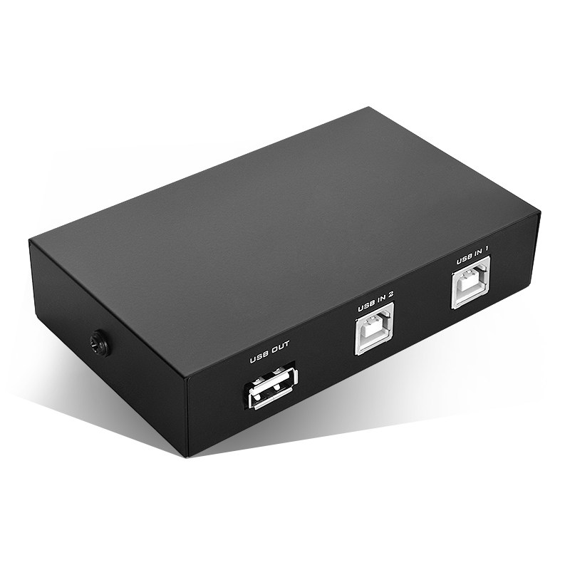 达而稳 usb打印机共享器二进一出方口手动打印线电脑2进1出切换器