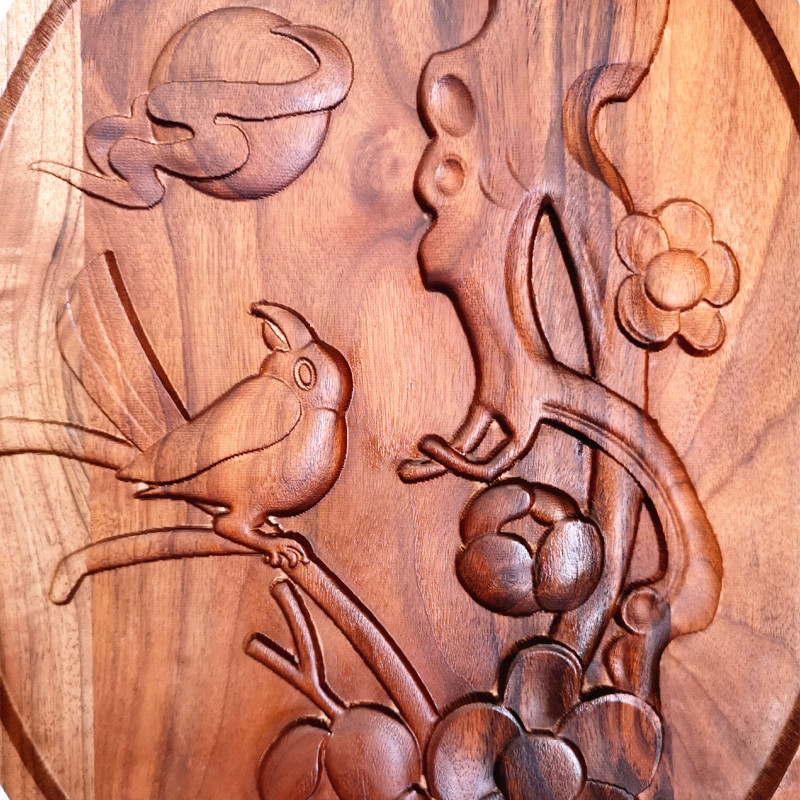 浮雕木雕雕刻工艺品摆件胡桃装饰画喜鹊实木装饰木雕
