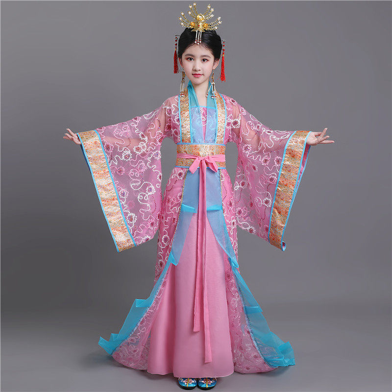儿童古装女童汉服拖尾宫廷贵妃公主皇后古代儿童演出服
