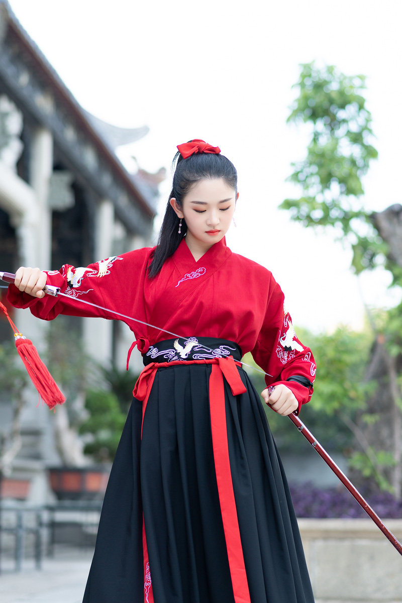 武侠风汉服女中国风交领齐腰襦裙男学生情侣古装民族服装