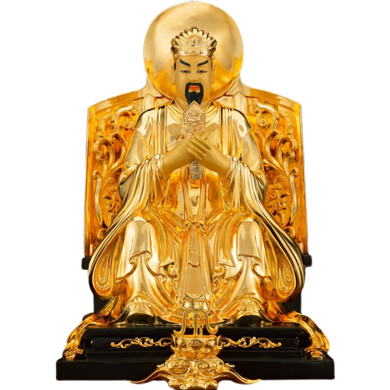 纯铜鎏金东岳大帝神像五岳泰山山神仁圣天齐摆件