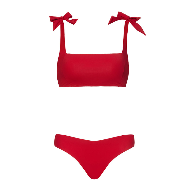 泳衣atlanticbeach度假法式荷叶边撞色复古分体分体泳衣