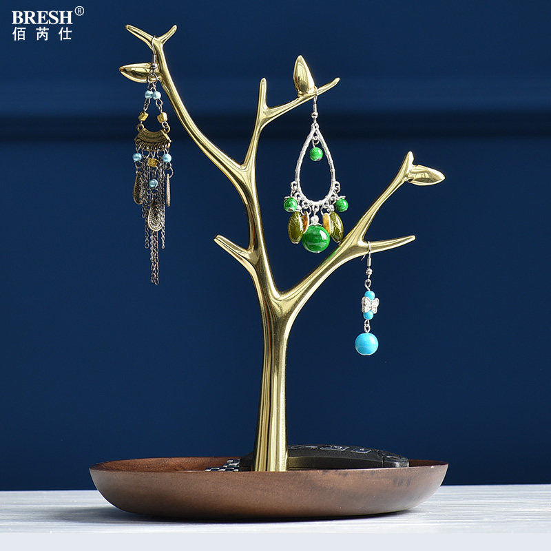 首饰轻奢收纳胡桃木饰品创意摆件树枝枝形玄关装饰摆件