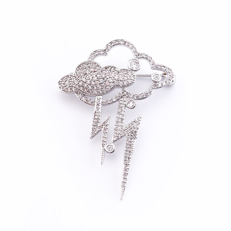 芬妮天气系列云朵水滴闪电胸针简约大气水晶胸针