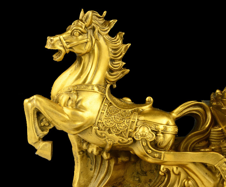 纯铜马拉元宝车摆件生肖马车运财居家开业礼品风水铜器招财金钱马