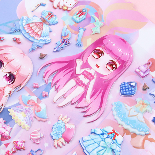 精灵梦叶罗丽粘贴画女孩卡通公主换装贴纸儿童穿衣服贴画泡泡贴冰