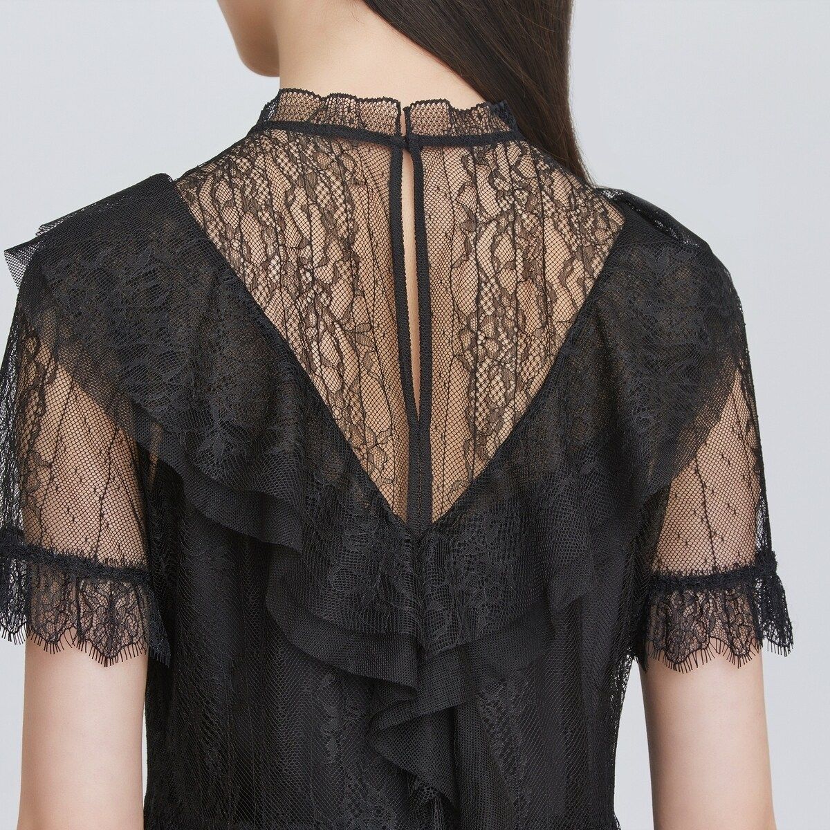 hply荷比俪高腰蕾丝连衣裙2020夏新款新款女装荷叶连衣裙