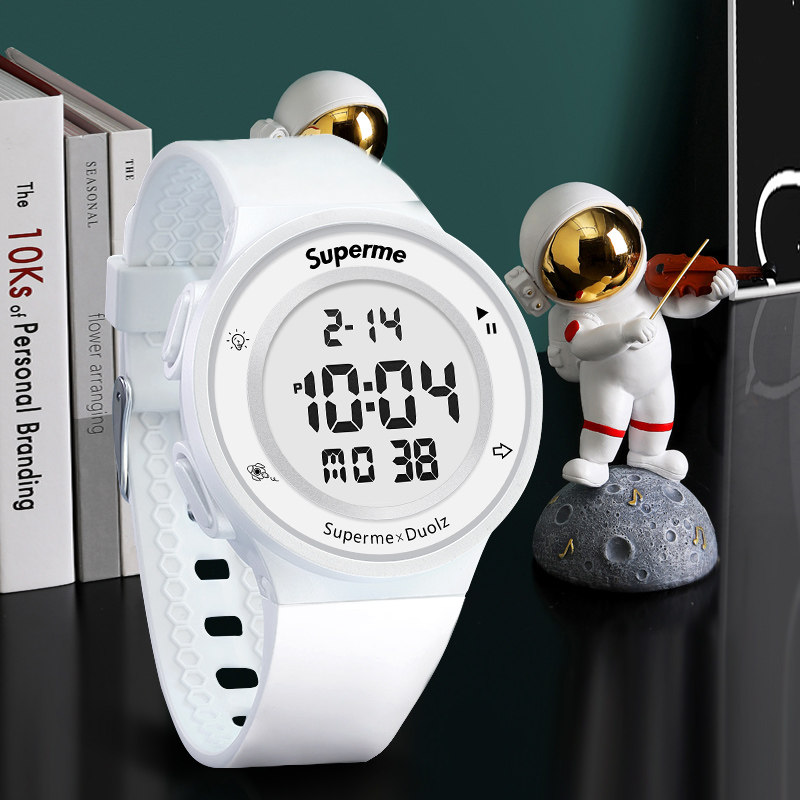太空人电子手表男士机械初高中小学生女款潮流白色儿童新概念运动