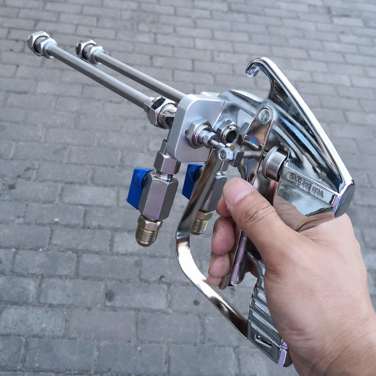 不锈钢双头无气喷枪长杆喷涂橡胶沥青速凝防水材料喷枪