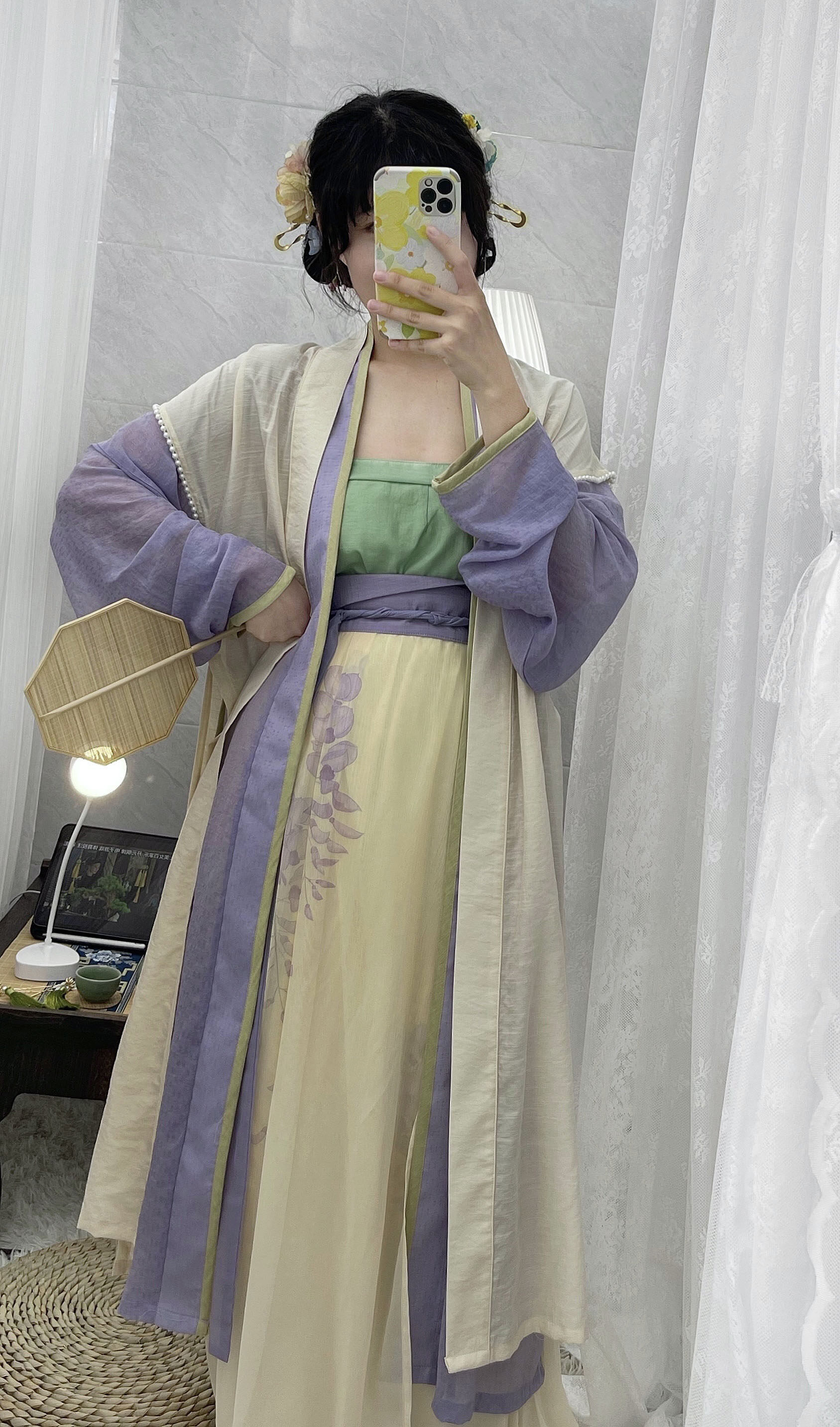 忆朝紫藤宋制四件套长衫百迭吊带汉元素背心现货民族服装