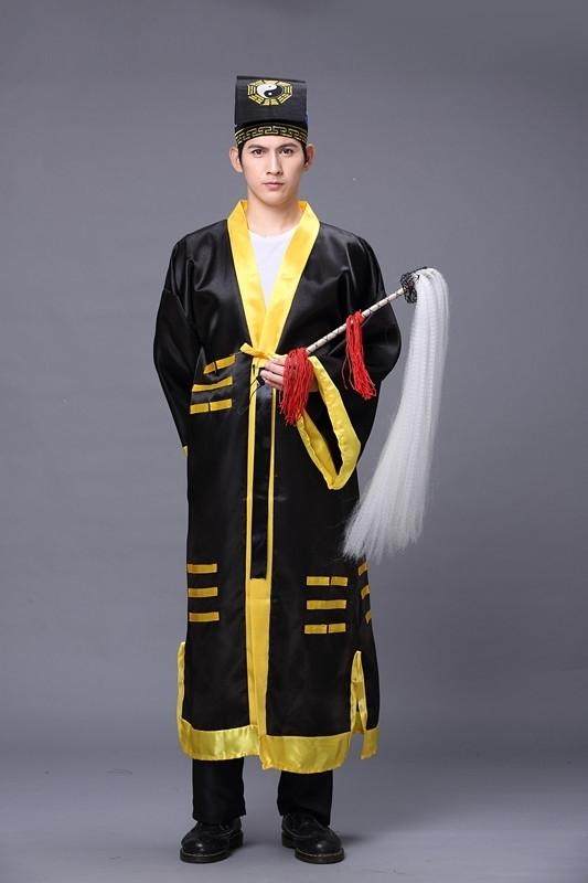 道士服装古装茅山道袍道教法衣黄色对襟太极太极服