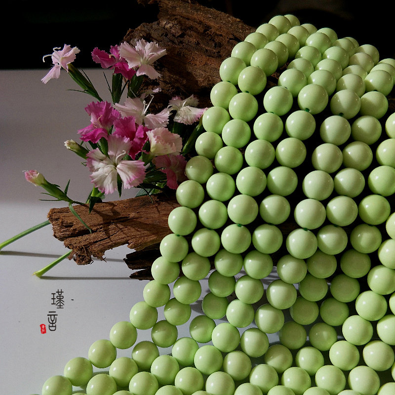 天然 澳洲柠檬松石圆珠 散珠 配珠手串苹果绿 手工diy饰品配件