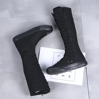 ດູໃບໄມ້ລົ່ນແບບໃຫມ່ Yuanbu canvas shoes Women's boots long solid color over-the-knee boots inner heightening performance boots versatile women's boots trend