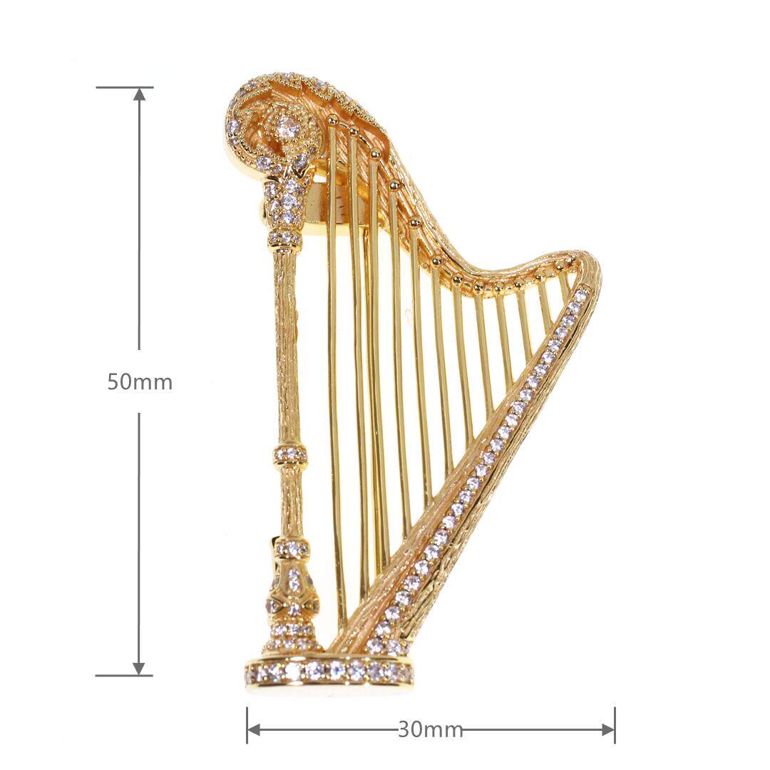 italks喻棠游吟诗人质感竖琴胸针吊坠两用拉丝胸针