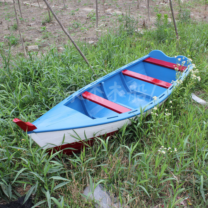 2米-4.8米纯木船渔船装饰摆件休闲钓鱼纯手工捕鱼小木船划船观光