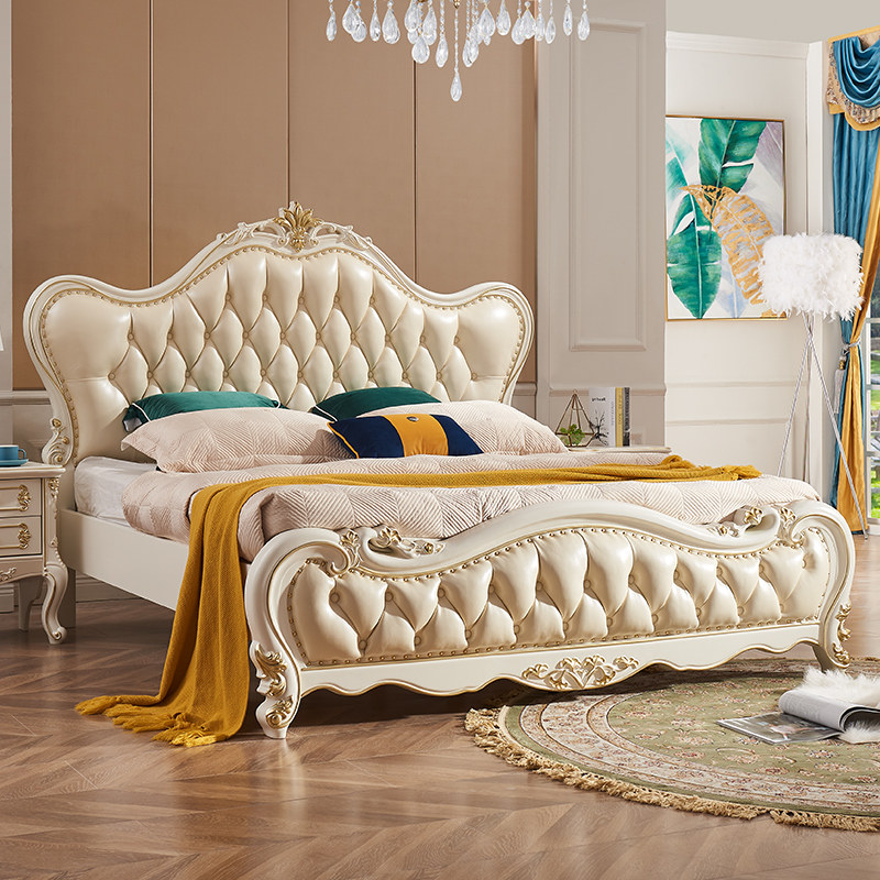 欧式床实木床真皮公主床主18米实木奢华风格实木床
