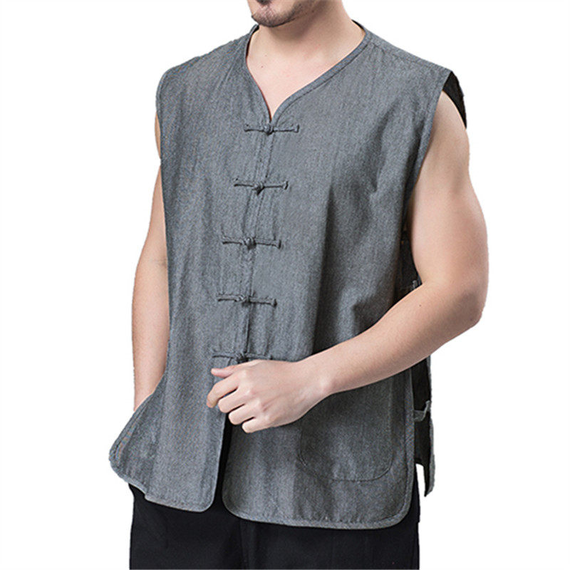 中国国风唐装男装汗衫马褂马甲夏季上衣中老年民族服装