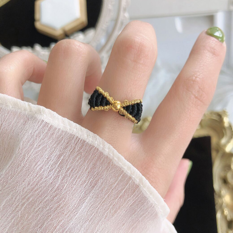 在逃公主足金转运戒指本命年蝴蝶结编织戒指