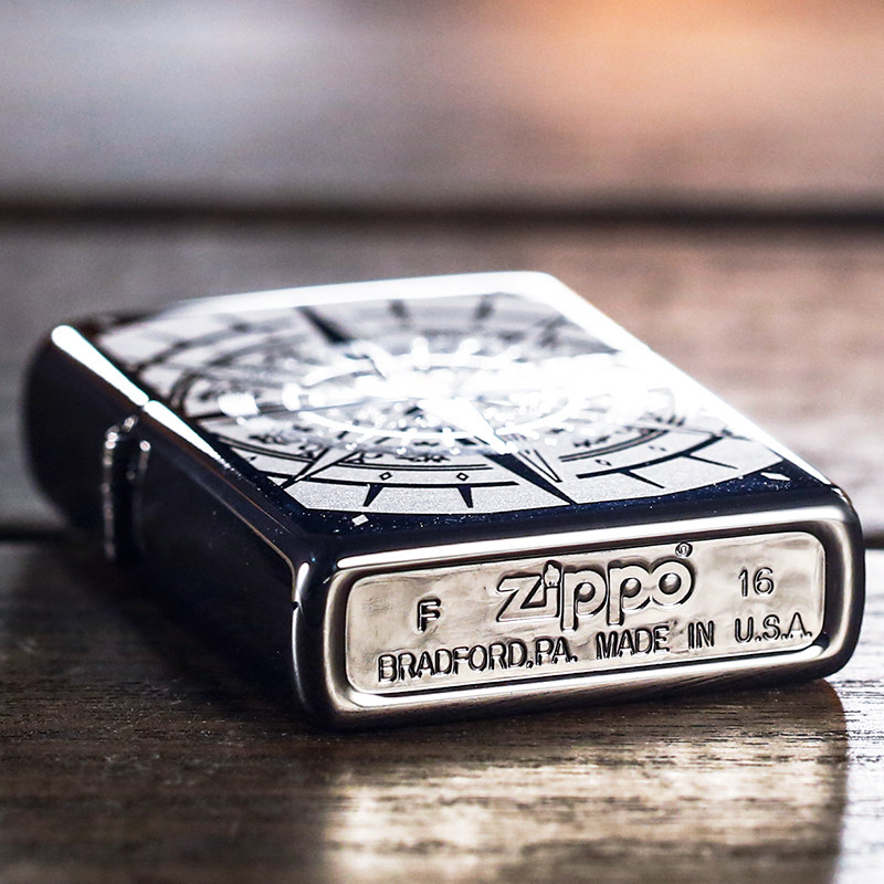 zippo打火机正品29232镜面四角星黑冰激光雕刻美国原装男刻字