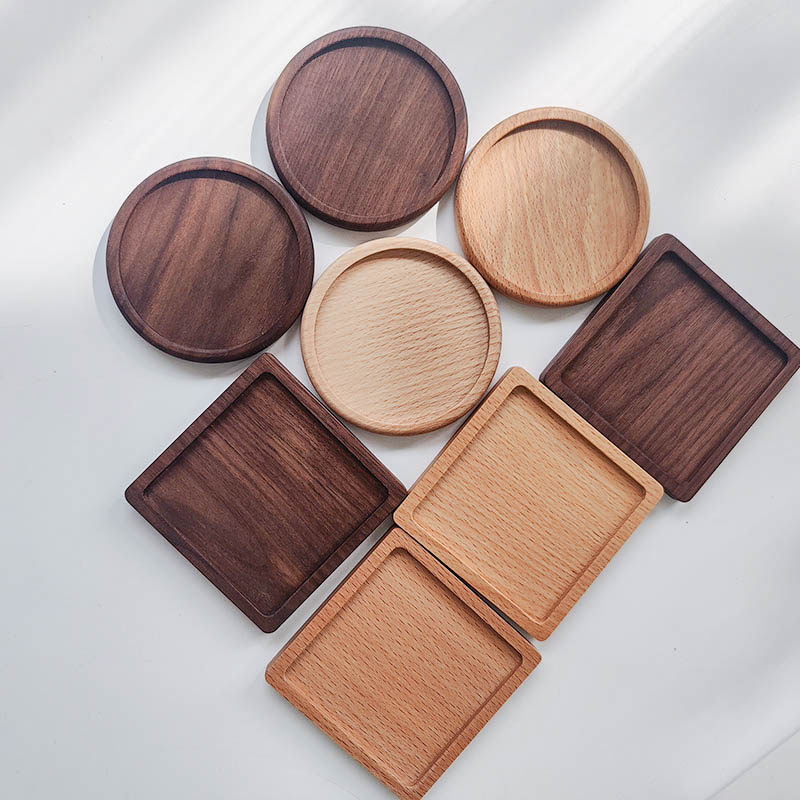 杯垫茶杯2件包邮日式实木功夫功夫茶木制圆形杯垫