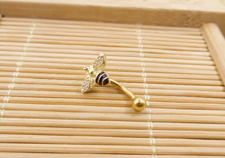 小蜜蜂眉骨钉钛钢防过敏欧美短杆眉钉弯钉穿刺其它首饰