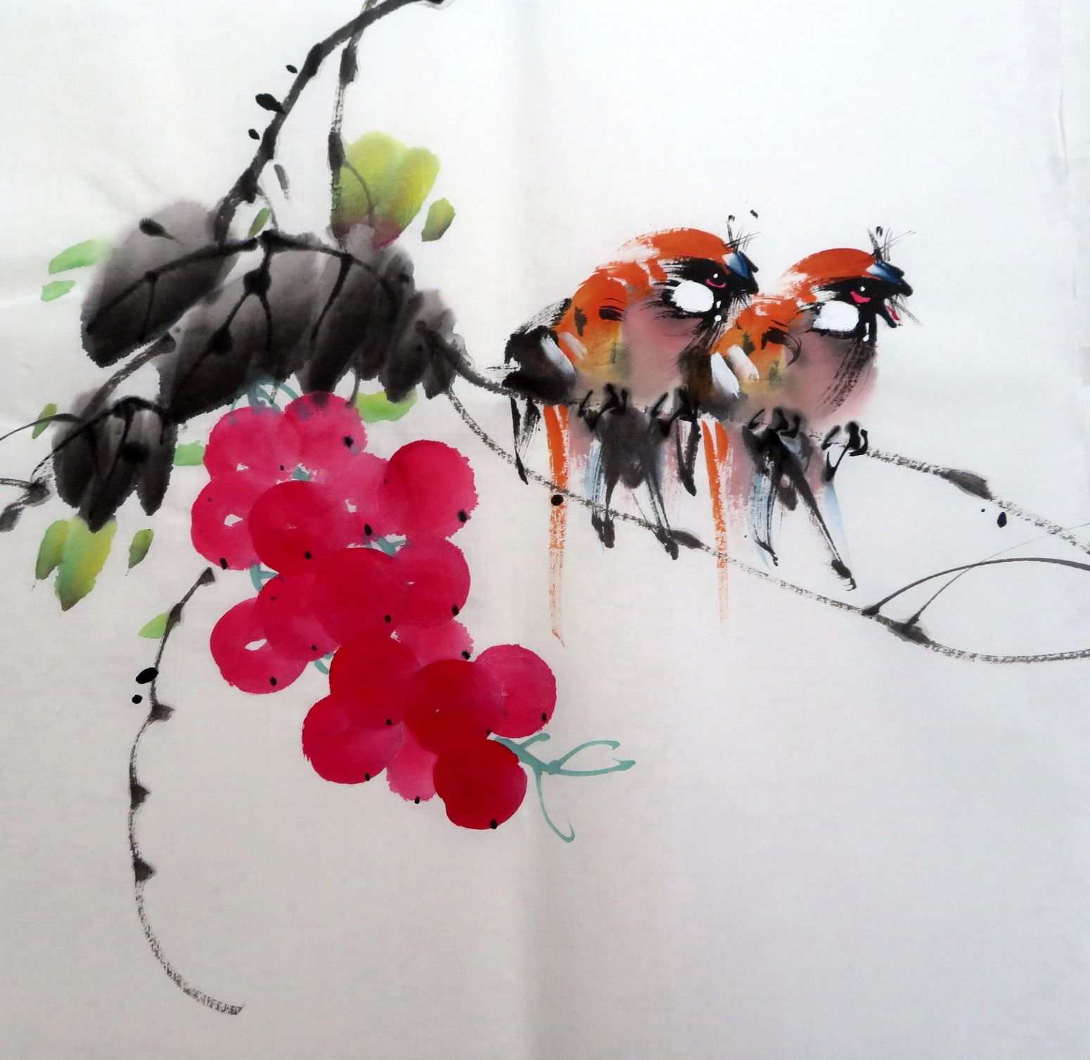 小品葡萄八开四尺仿少墨香手绘花鸟画国画装饰国画