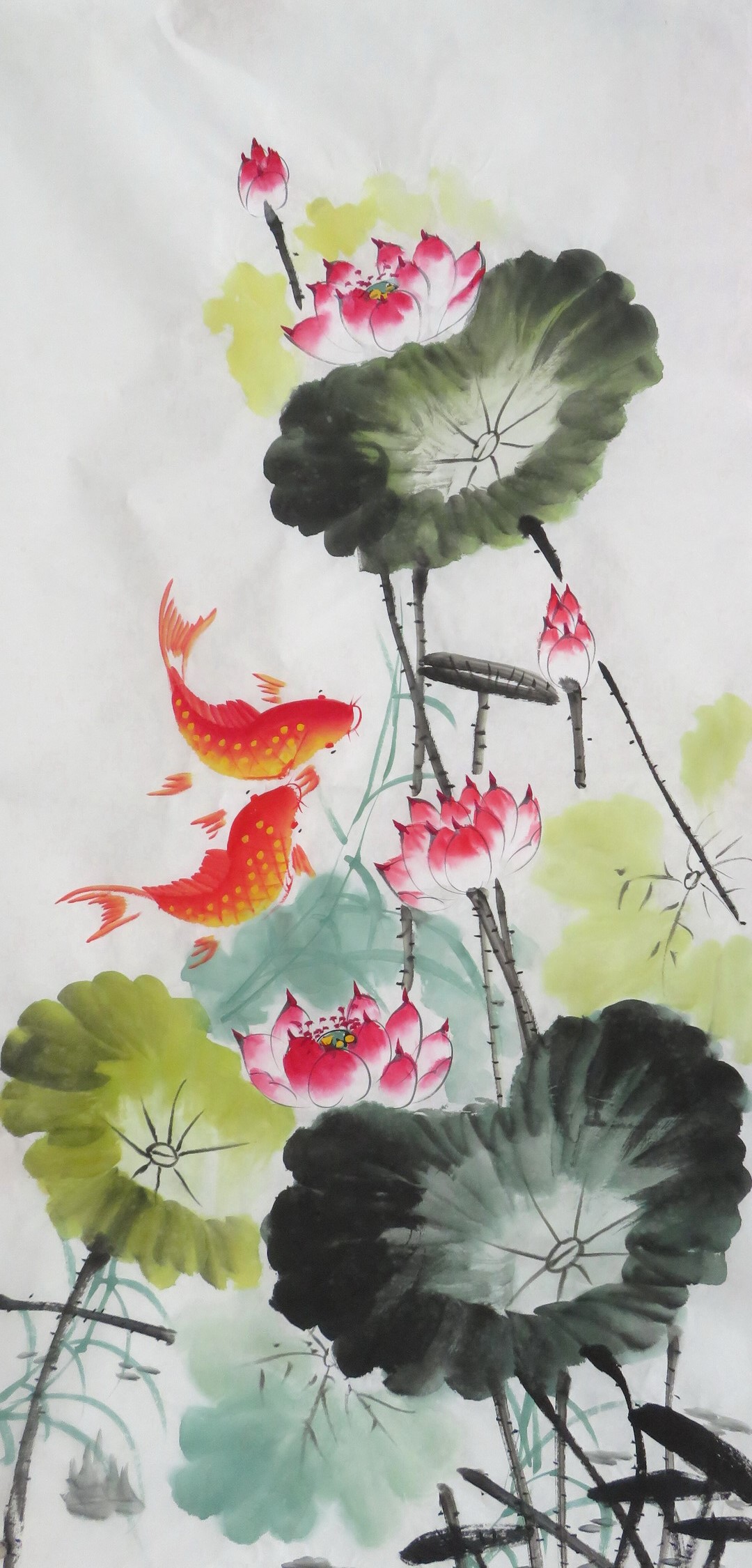 特价连年荷花横竖四尺新款手绘花鸟画写意字画国画