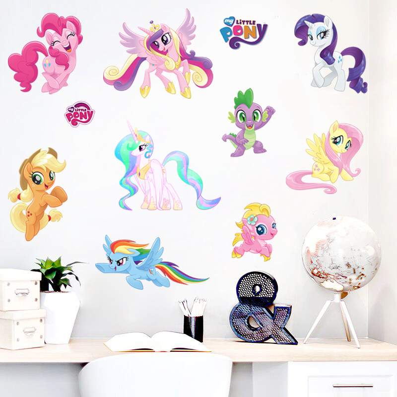 彩虹小马宝莉卡通贴纸可移mylittlepony女孩卧室软装墙贴