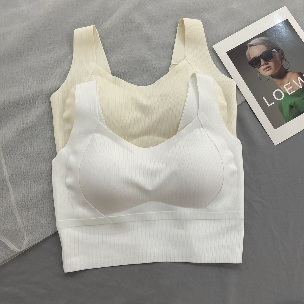古妃34040运动背心抹胸走光内衣宽带薄款吊带抹胸