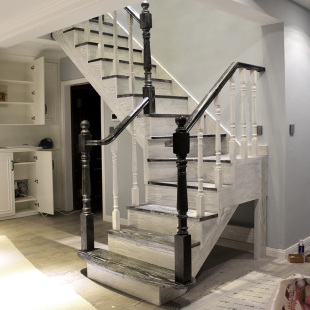 北欧红橡别墅豪华阁楼楼梯转角加厚梯l型多功能转梯转弯扶梯家用