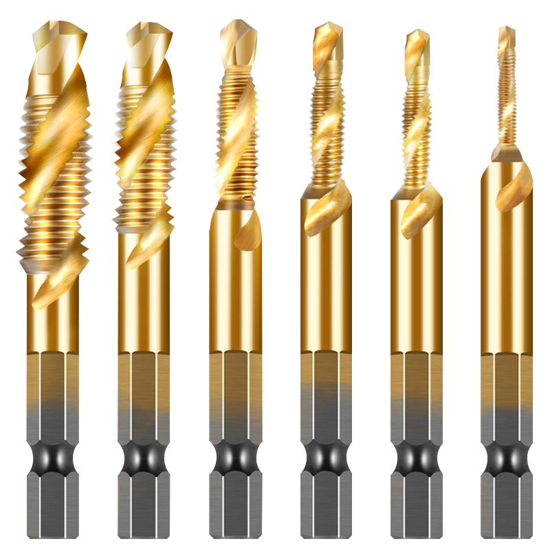 六角柄钻攻倒角一体复合丝锥螺纹开孔开牙钻头机用丝锥