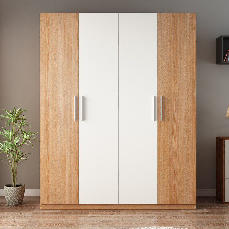 衣柜储物空间撞色组装四门家家经济型现代简约简易衣柜
