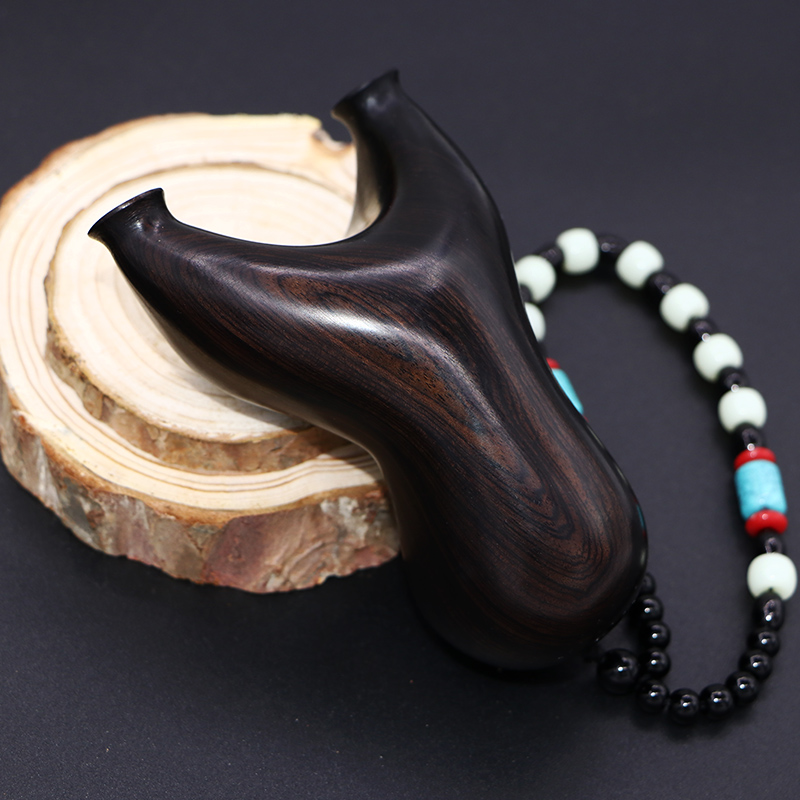 紫檀胖飞虎实木反曲户外手工木质文玩弹弓瞄打射击扁皮筋免绑包邮