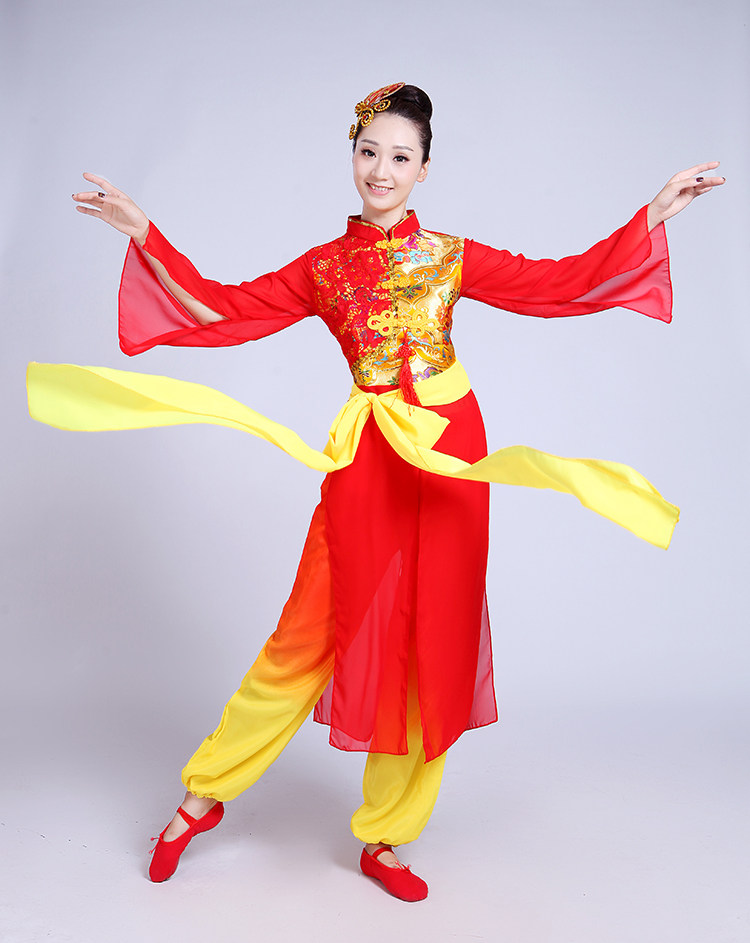 新款中国风打鼓服腰鼓服装女中老年秧歌队服民族水鼓女成人演出服