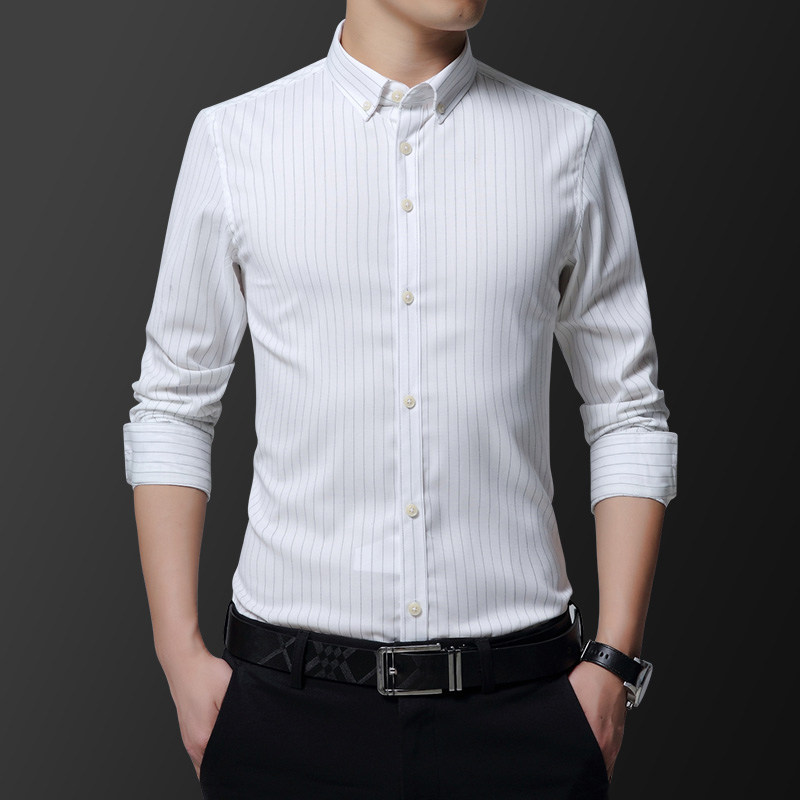 痞帅衬衣衣忖讨衫修身韩版商务白色衬衫